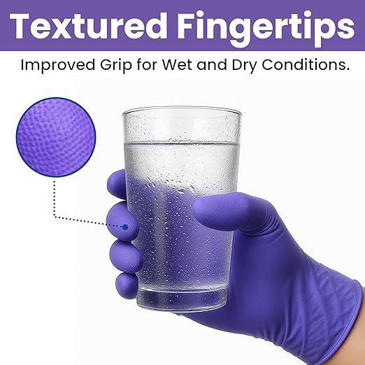 SafeWay Nitrile Gloves, 200 Ct, Medium, Powder-Free, Latex-Free, All-Purpose, Professional Disposable Gloves with Textured Fingertips for Medical Use, Food Prep, Cleaning, Tattoo & More