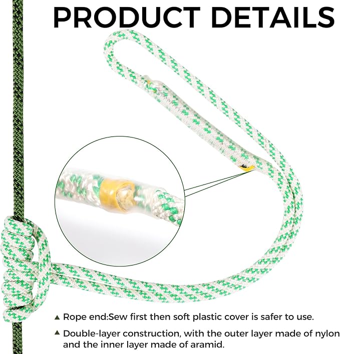1/4 Inch Pre-Sewn Prusik Loop 47 Inch, Premium Aramid Nylon Hybrid Cord 12kN, Superior Heat Abrasion Resistant Rope Loop for Arborist Rescue Outdoor Rigging