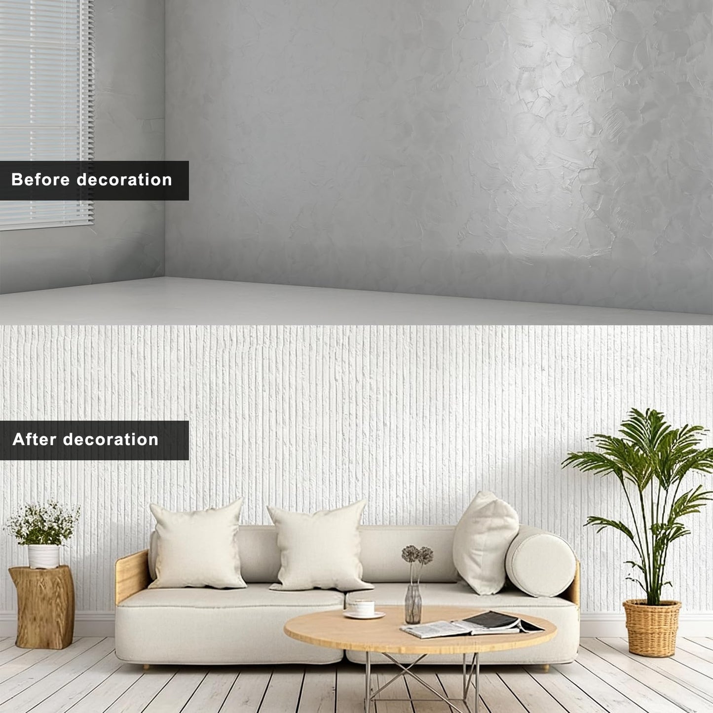 3D Wall Panels Peel and Stick – 2pc X 23.82"x110" PVC Faux Travertine Texture, Self Adhesive Waterproof Wall Covering, DIY Accent Wall, Sofa Background Backsplash & Modern Home Decor, Covers 36 sq.ft