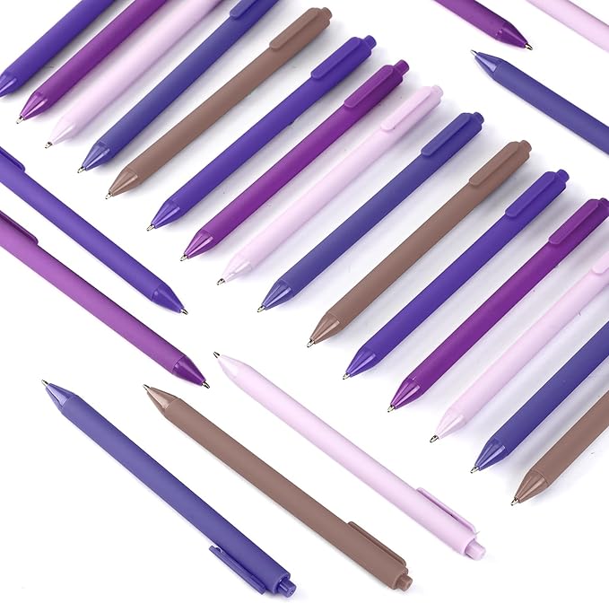 50 Pcs Ballpoint Pens Bulk Retractable Writing 1. 0 mm Black Ink Cute Pens Smooth Writing Color Fancy Gift for Teacher Student Employee Office School Home Baby Shower Supplies (Purple Series)