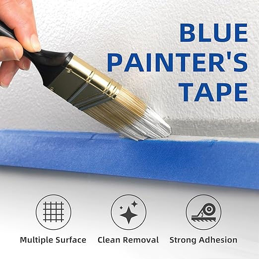 Painters Tape,1 in.W X 60 yd,4 Rolls (240yds),Blue Masking Tape for Walls,Paint