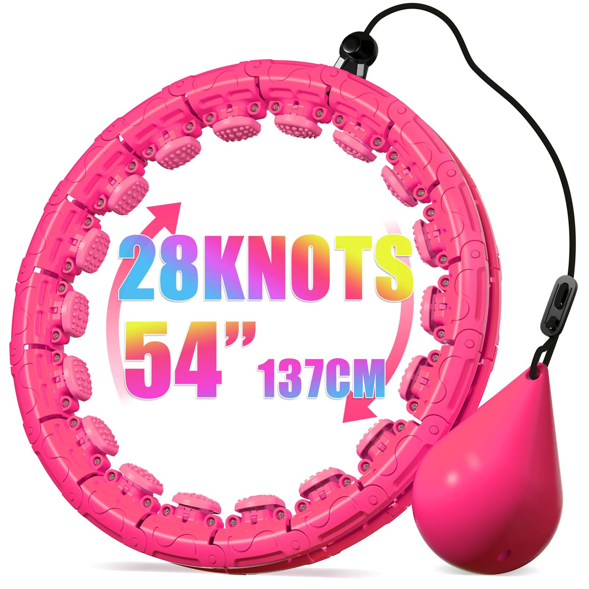 Argvsde Weighted Hula Infinity Fitness Hoop for Adult Weight Loss, 2 in 1 Smart Fitness Workout Hula Circle Hoops with 28 Detachable Knots, Exercise Fit Hoop Suitable for Women and Beginners
