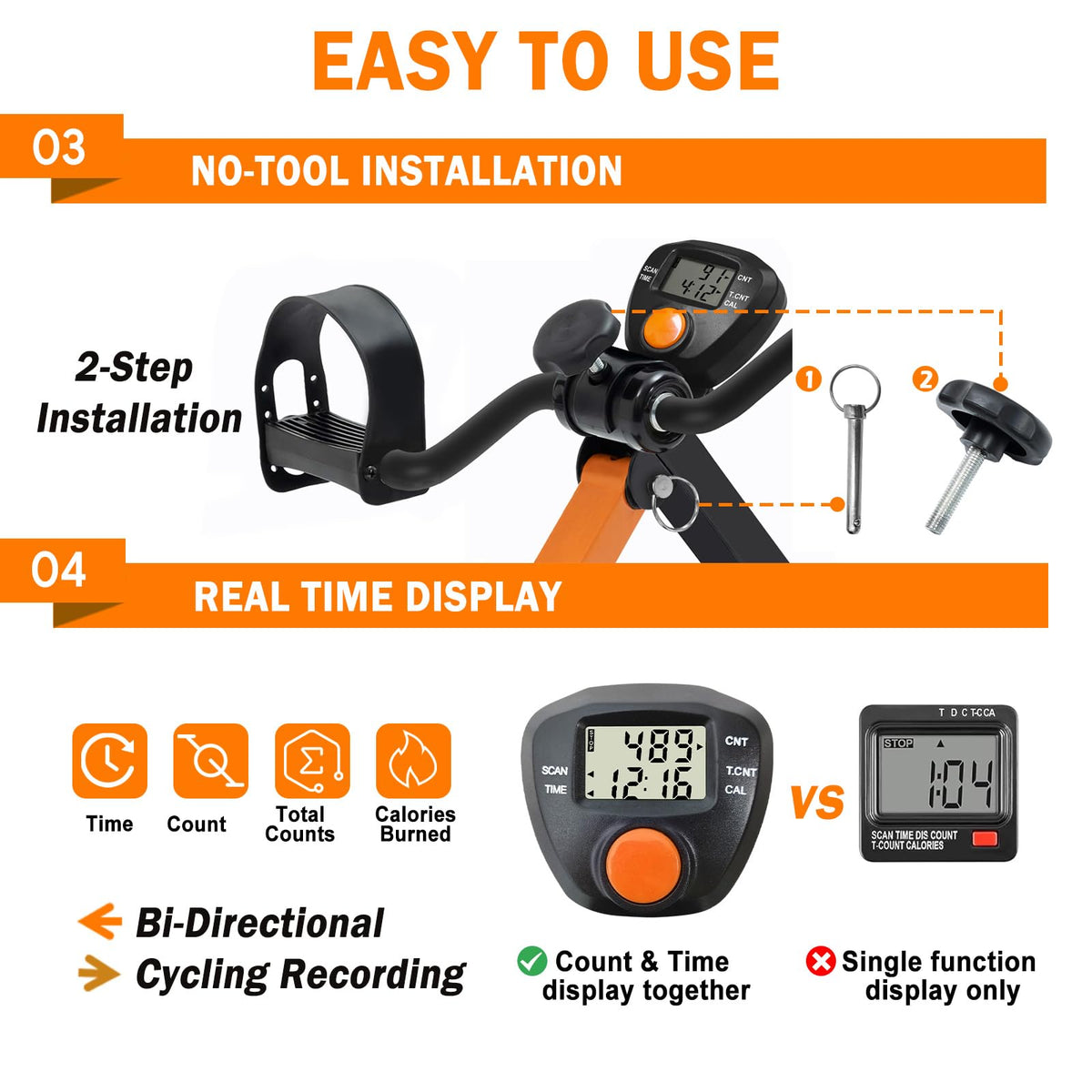 GOREDI Under Desk Exercise Bike, Pedal Exerciser with Adjustable Heights, Foldable Cycle Bike for Office, Stable Suction Cups Peddler Exerciser for Seniors, Fitness Exerciser for Arm & Leg Workout