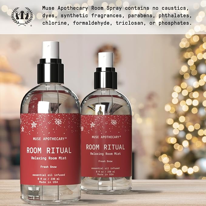 Muse Apothecary Room Ritual - Room Spray, Aromatic and Relaxing Room Mist, Air Freshener Spray, Infused with Natural Aromatherapy Essential Oils - 8 oz, Fresh Snow, 2 Pack