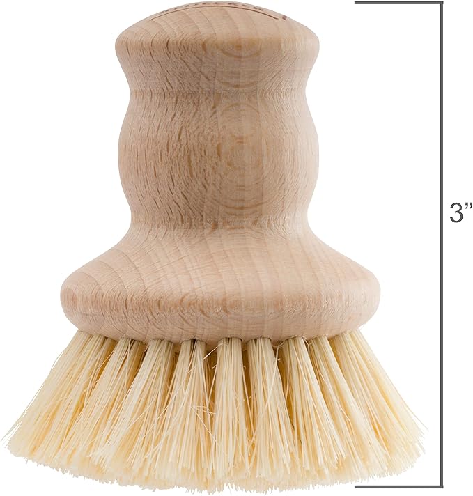 Redecker Tampico Fiber Pot Brush with Untreated Beechwood Handle, 2-1/2-inch Diameter, Made in Germany