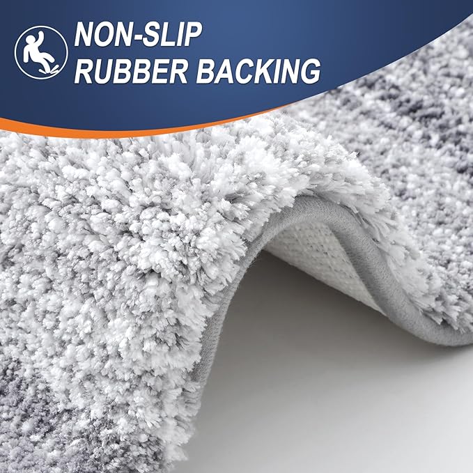 OLANLY Bathroom Runner Rugs 44x24, Extra Soft Absorbent Microfiber Bath Rugs, Rubber Backing, Quick Dry, Washable Bath Mats for Bathroom Floor, Tub and Shower, Home Decor Accessories, Light Grey