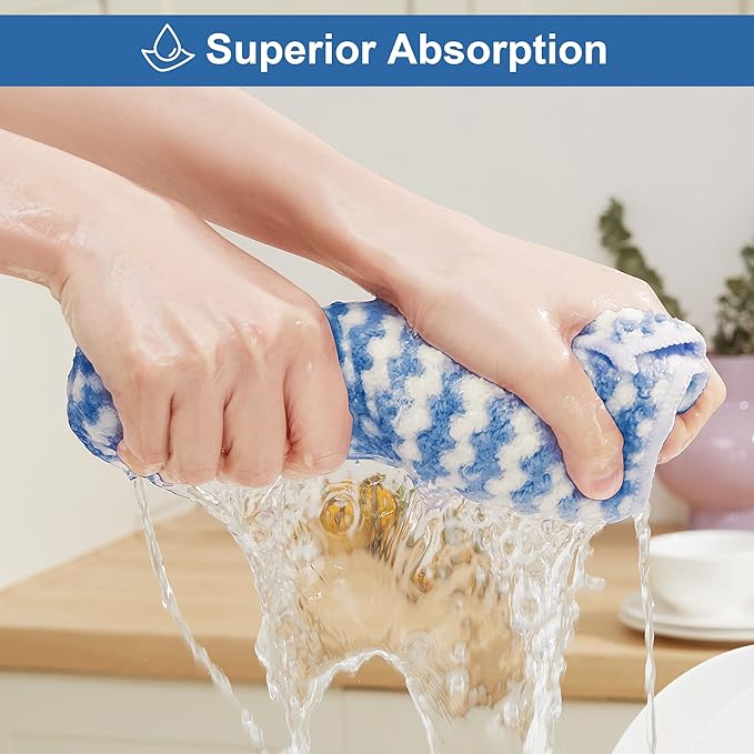 JOYMOOP 54 Packs Microfiber Cleaning Cloths, 10" x 10" Kitchen Towels – Reusable Cleaning Rags, Lint-Free, Super Absorbent Cleaning Cloths for Kitchen, Car, and Household Cleaning, Blue