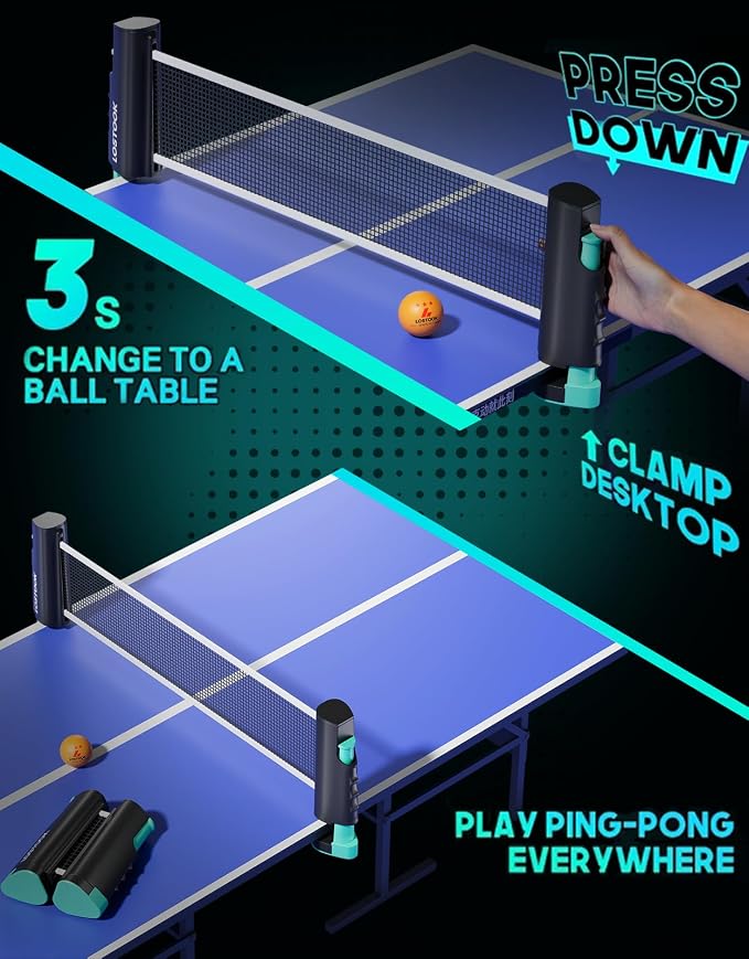 Professional Ping Pong Paddles Set of 2/4 with Table Tennis Rackets and 3 Star Balls, Portable Ping Pong Table Net with Clamps for Any Table, Home/Outdoor Games
