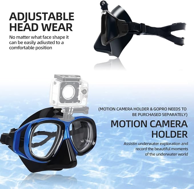 Nearsighted Snorkeling Gear for Adults Youth, Professional Full Dry Top Silicone Snorkel Set, Anti-Fog Scuba Diving Mask with Adjustable Strap