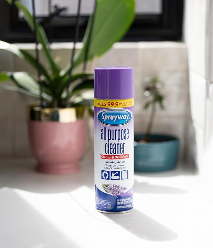Sprayway All Purpose Cleaner with Lavender Scent, 19oz, Pack of 6 | Foaming Action, Clean, Disinfect, Deodorize | Tough on Grease, Soap Scum, Grime | EPA Approved, Kills 99.9% of Viruses & Bacteria