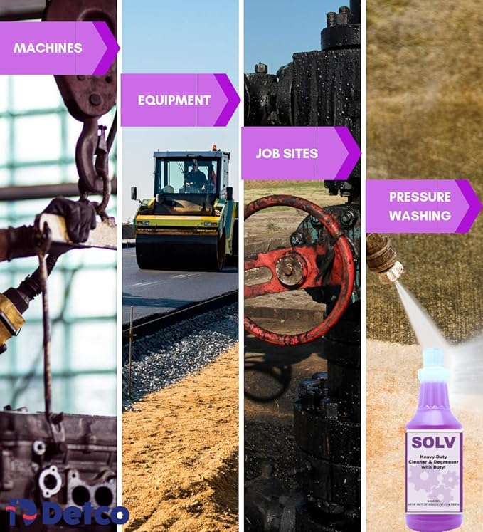 DETCO- Solv Industrial Strength Cleaner & Degreaser - Biodegradable, Highly Concentrated, Non-Flammable, Easy-to-Use