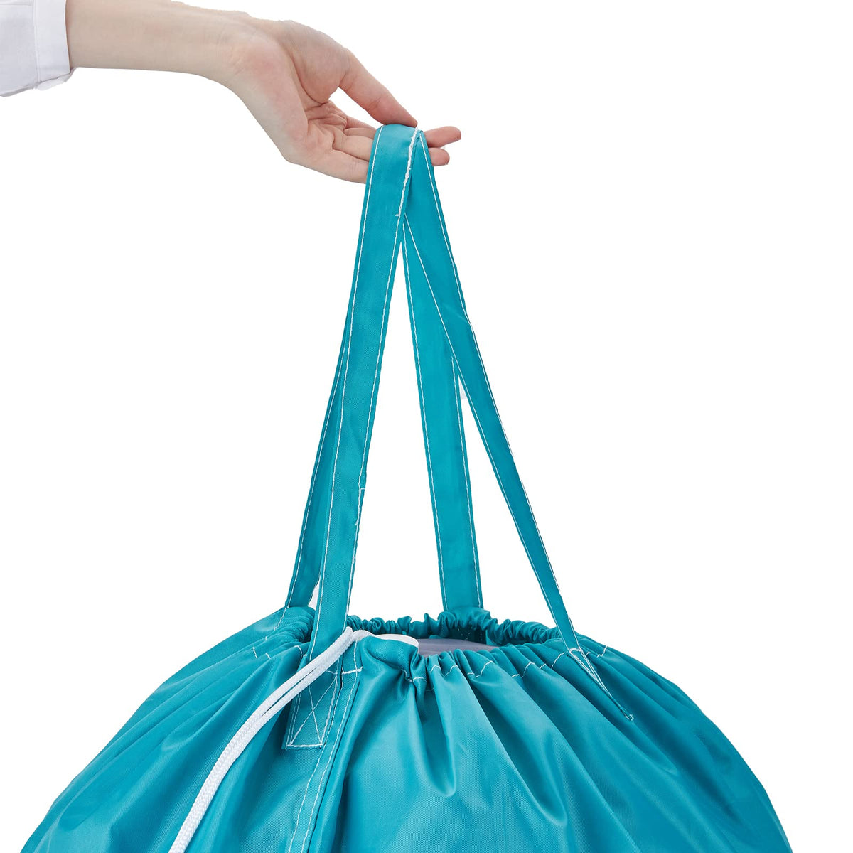 HOMEST 2 Pack Wash Me Travel Laundry Bag with Handles, Square Base Can Carry Up to 3 Loads of Clothes, Dirty Garments Storage with Drawstring Closure,Light Blue and Grey