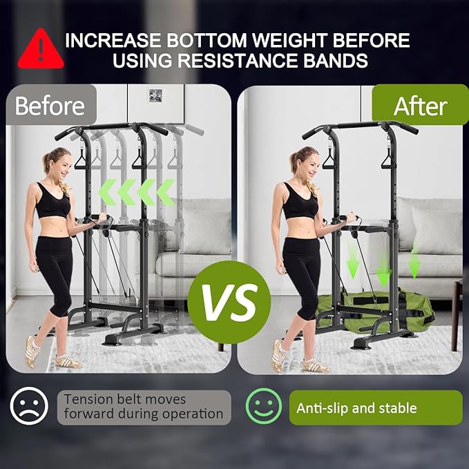 Power Tower Pull Up Bar,Pull-Up Rack Dip Station,Height Adjustable Multi-functional Home Strength Training Gym Equipment, Save Space,People Below 6 feet