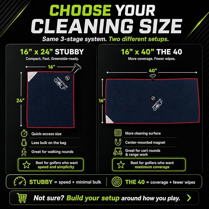 Multi-Function Magnetic Golf Towel I Wash Pocket I Magna-Anchor Technology I Waffle Pattern I Scrub Pad I (16" x 24" Blue Magnet) (Augusta, 16" x 24" Stubby)