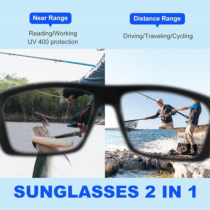 Missfive Premium Bifocal Reading Sunglasses Men Lightweight Wrap Around Design Sun Readers, UV Protection, TR90 Frame Sports/Outdoor/Driving, 3.0x