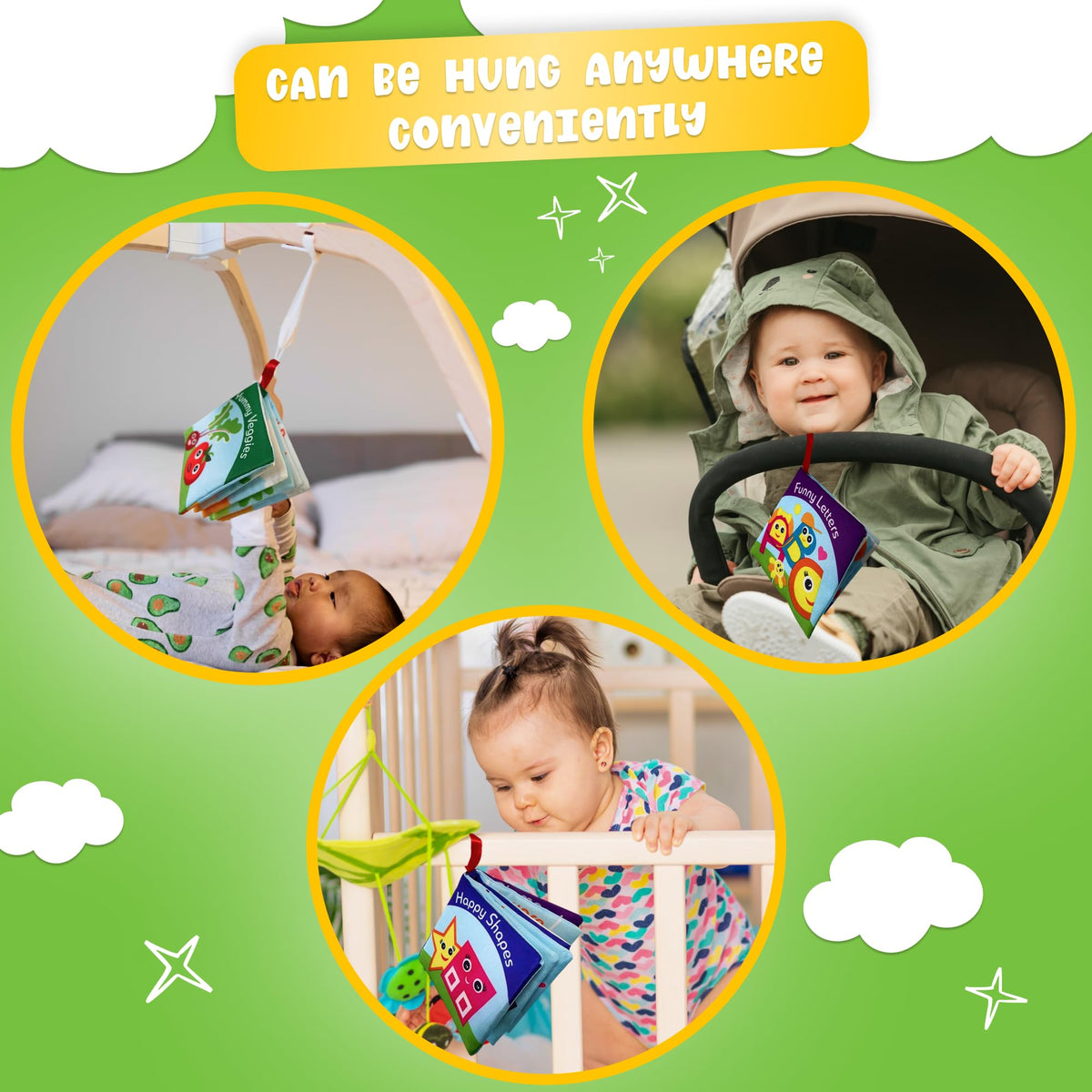 Cloth Books for Babies (Set of 6) - Premium Quality Soft Books for Babies. Touch and Feel Crinkle Paper. Cloth Books for Early Children's Development.