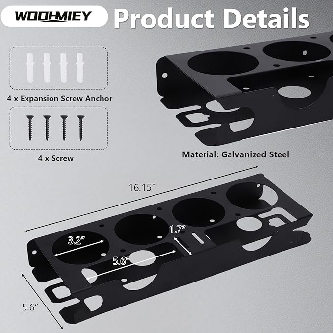 Wall Mount Tool Organizer with Spray Bottle Holder and Angle Grinder Holder, Metal Garage Tool Organizer, Power Tool Storage Rack, Detailing Brush Holder, Wall Mounted Storage Rack