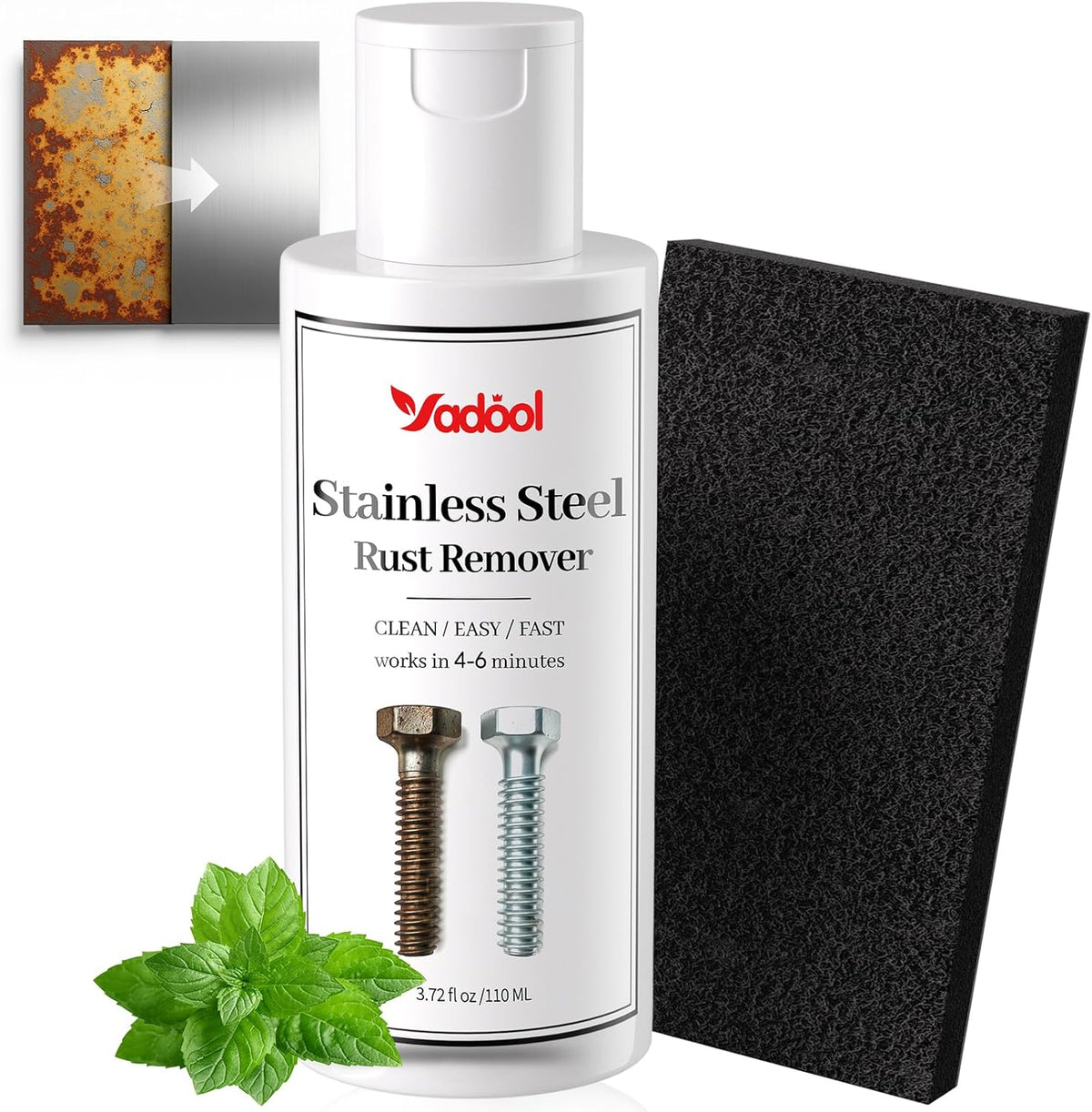 Stainless Steel Rust Stain Remover & Cleaner, Rust Spot Stain Remover for Stainless Steel Appliances and Furniture - Ideal for Grill, Fridge, Knife or Pan & more - 3.72 Fl Oz