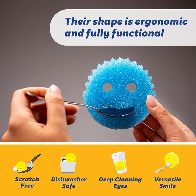 Scrub Daddy Scratch-Free Multipurpose Kitchen Sponges - Bulk Dish Sponges for Kitchen, Bathroom, Household Cleaning & More - Made with BPA-Free Polymer Foam (5 Count) (Pack of 2)