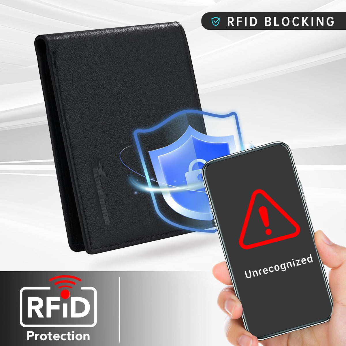 Real Leather Mens Bifold Wallet RFID Blocking Slim Minimalist Front Pocket - Thin & Stylish with ID Window in Gift Box (Nappa, Black)