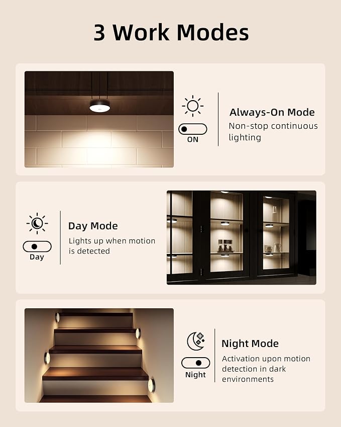 EZVALO Under Cabinet Lighting with Charging Station, 1000mAh Rechargeable Puck Lights with Remote, 3 Color Temps & 12 RGB Closet Lights, Dimmable Motion Sensor Lights for Shelf, Kitchen (6 Packs)