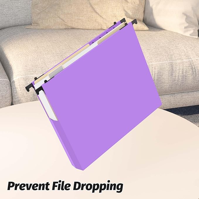Extra Capacity Plastic Hanging File Folders,12 Pack Reinforced Expanding Hang Folder Letter Size,Accordian Pocket,Heavy Duty 2 Inch Expansion,Hanging Folder Organizer for Office Home,Purple
