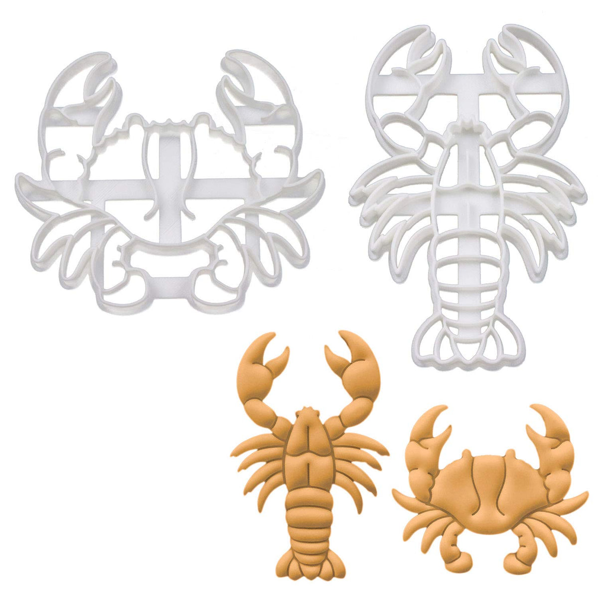 Set of 2 Crustacean cookie cutters (Designs: Crab and Lobster), 2 pieces - Bakerlogy