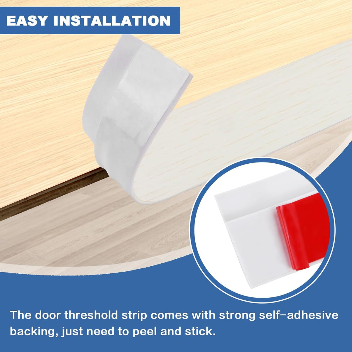 Vinyl Door Threshold Flooring Transition Strip Self Adhesive Carpet Edging Strip for Laminate Doorway Edge Threshold from 3/5" to 4/5" (Beige Wood Grain, 10 Ft)