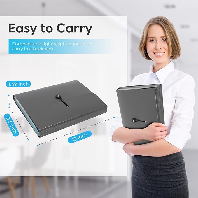 Expanding File Folder, Accordion File Organizer for Sorting Documents and Papers, 13 Pockets File Storage Organizer for Home, Travel and Office Use (Grey)