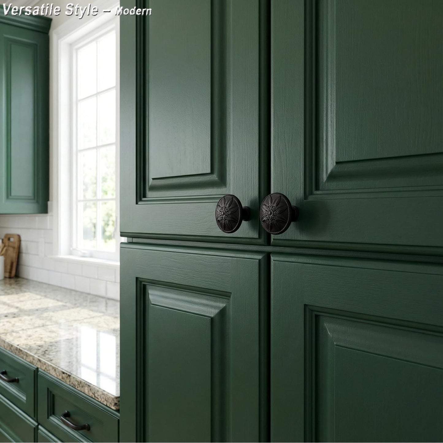 4 Pack - Black Cabinet Knobs Round, 1-2/5” Knobs for Cabinets and Drawers Black Matte Drawer Pulls Bathroom Cabinet Handles