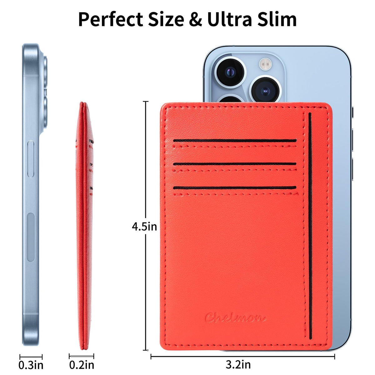 Chelmon Slim Wallet for Men, Minimalist Front Pocket RFID Blocking Credit Card Holder, Red