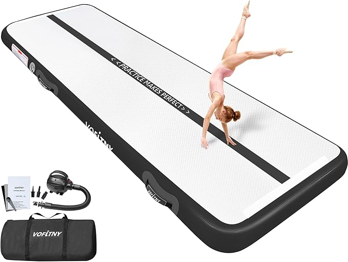 VOFiTNY All Purpose Gymnastics Mat 6.6/10/13/16/20 ft Sturdy Inflatable Tumble Track for Home/Gym