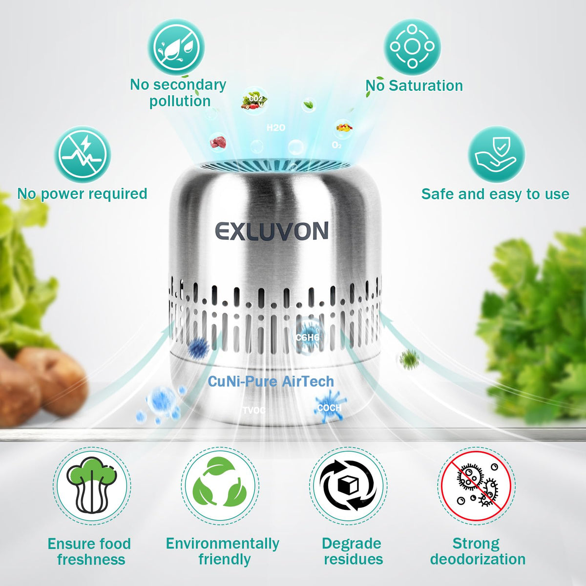 Refrigerator Deodorizer,Lasts for 10 Years,Fridge Deodorizer Kitchen Gadgets Odor Eliminator for Fridge & Freezer, Room,RV and New Home,More Effective Than Baking Soda Charcoal Air Purifier