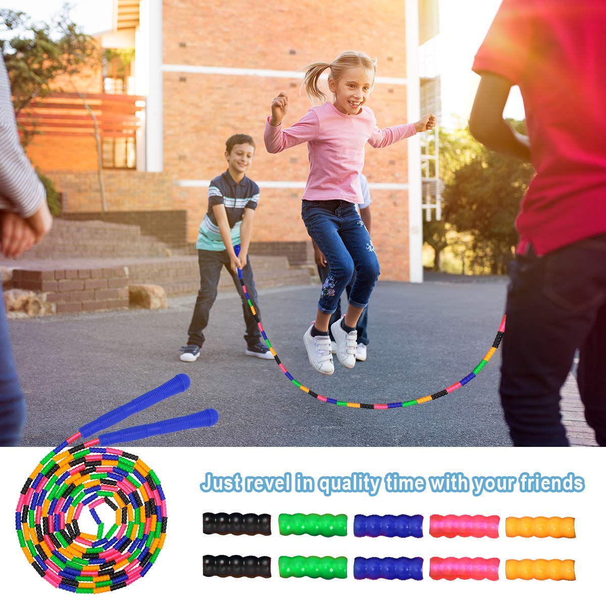 Coolrunner Skipping Ropes,adjustable Plastic Segmented Jump Rope,16 FT Long Jump Rope(2 PACK), Double Dutch Jump Rope, Fitness Workout Indoor & Outdoor Skipping Rope for Kids Men and Women