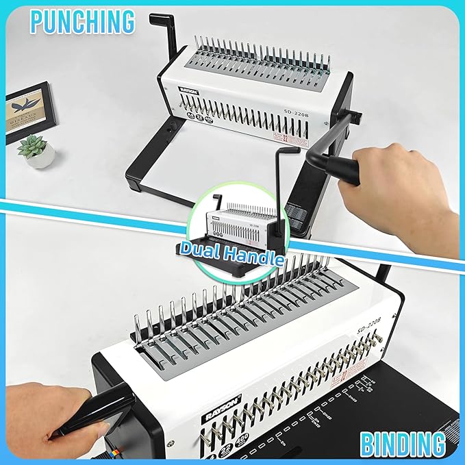 Rayson SD-220B Binding Machine, 21 Holes Comb Binding Machine, Max. Punch 20 Sheets & Binding 400 Sheets