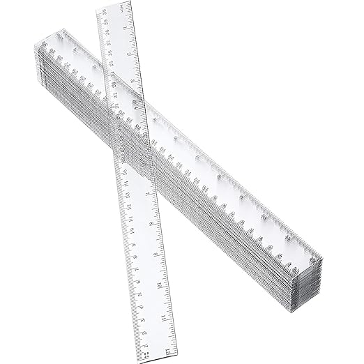 Eboot 50 Pack 12 Inch Rulers Bulk Clear Plastic Ruler Measuring Tool for Kids Student School Office