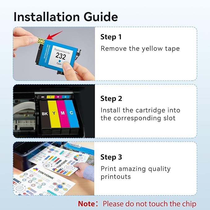 232XL Ink Cartridges Combo Pack Remanufactured Replacement for 232 Ink Cartridge 232 XL T232XL for WF-2930, WF-2950, XP-4200, XP-4205 Printer Ink (2 Black, Cyan, Yellow, Magenta 5 Pack)