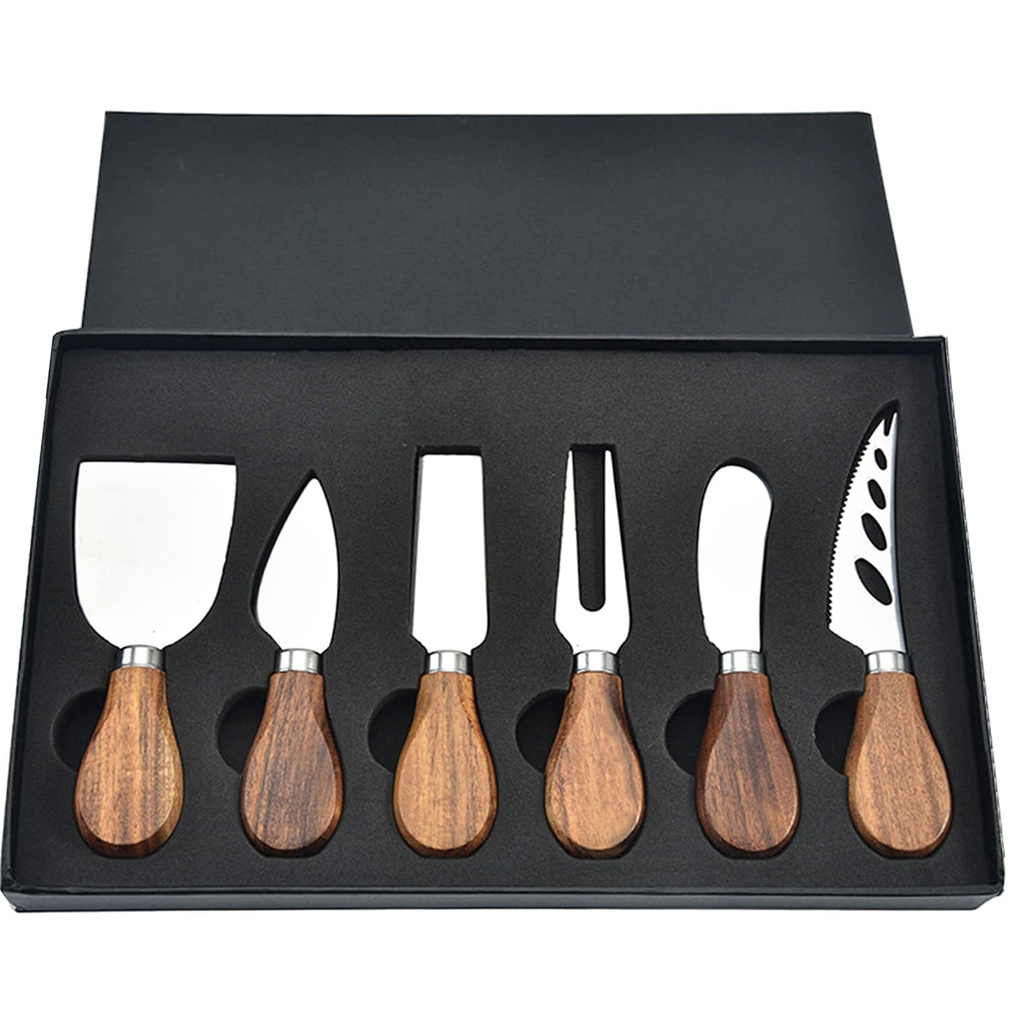 GXIQYL 6 Pieces Cheese Knife, Cheese Knives Cheese Board Charcuterie Knife Set Cheese Tools Spreading Knife, Wooden Handle Stainless Steel Slicer Gift Set