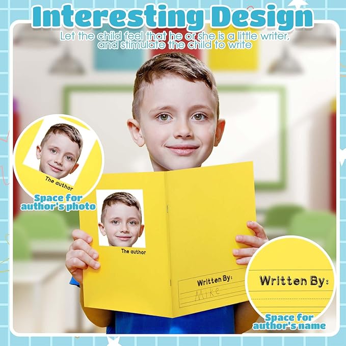 Henoyso 6 Pcs 120 Pages Primary Composition Notebooks K-2 9 3/4 x 7 1/2 Inch Journals Primary Journals Blank Books for Kids to Write Stories Kindergarten (Colorful)