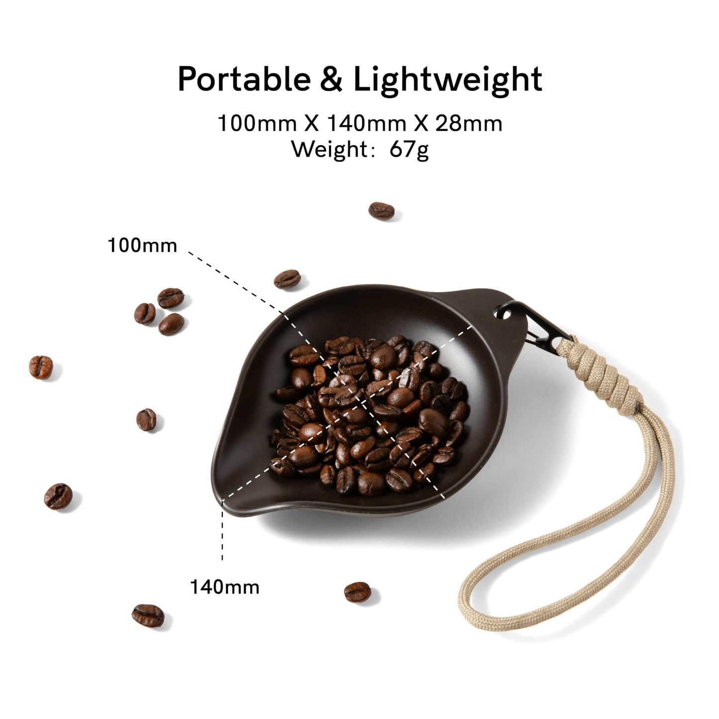 OutIn Coffee Bean Dosing Tray with Strap, Made from a Coffee Ground Composite, Lightweight & Durable