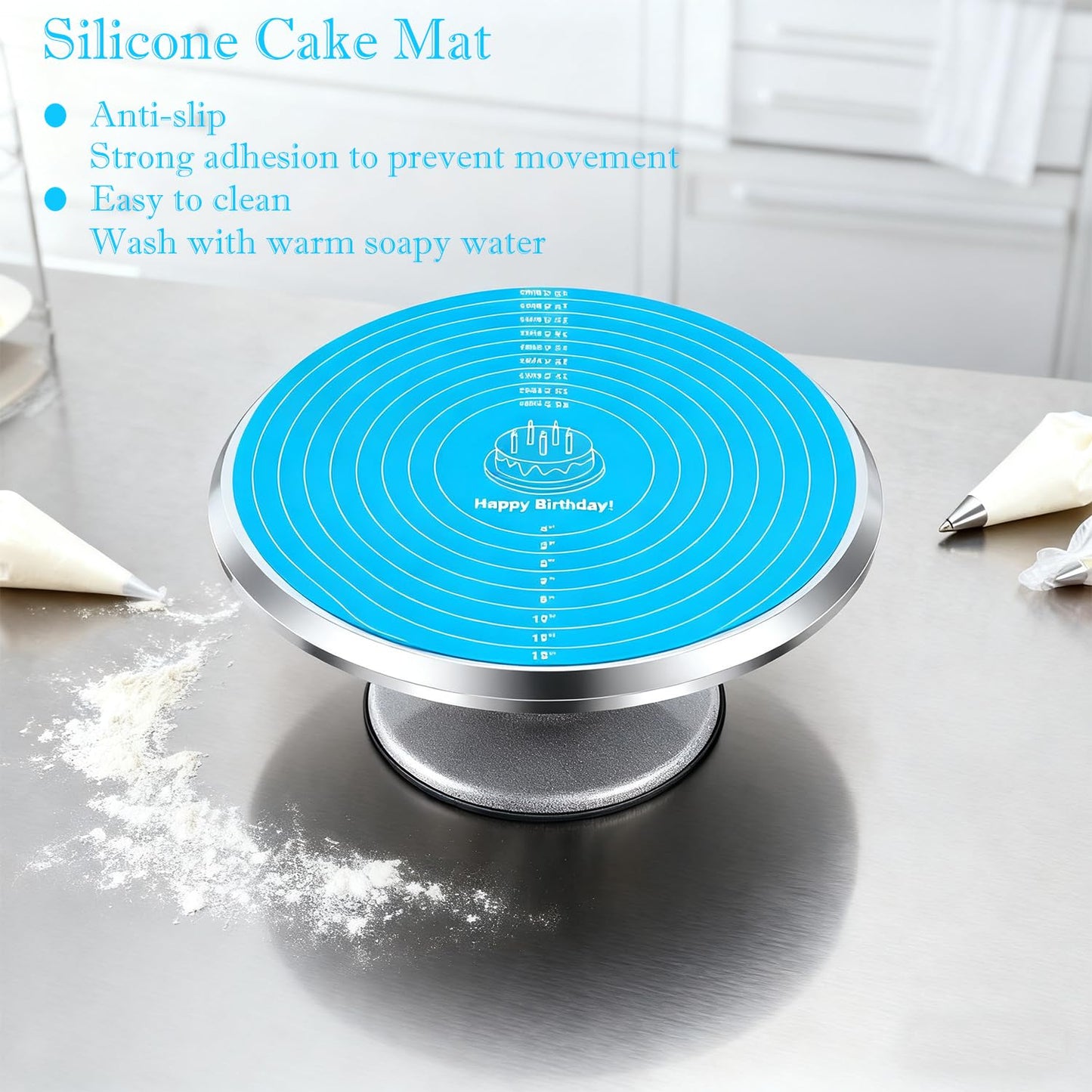 12 Inch Aluminium Rotating Cake Stand Turntable, Cake Decorating Kit Supplies with Icing Piping Tips, Frosting Spatulas, Pastry Bags, Scrapers and Other Cake Decorating Tools (85Pcs)