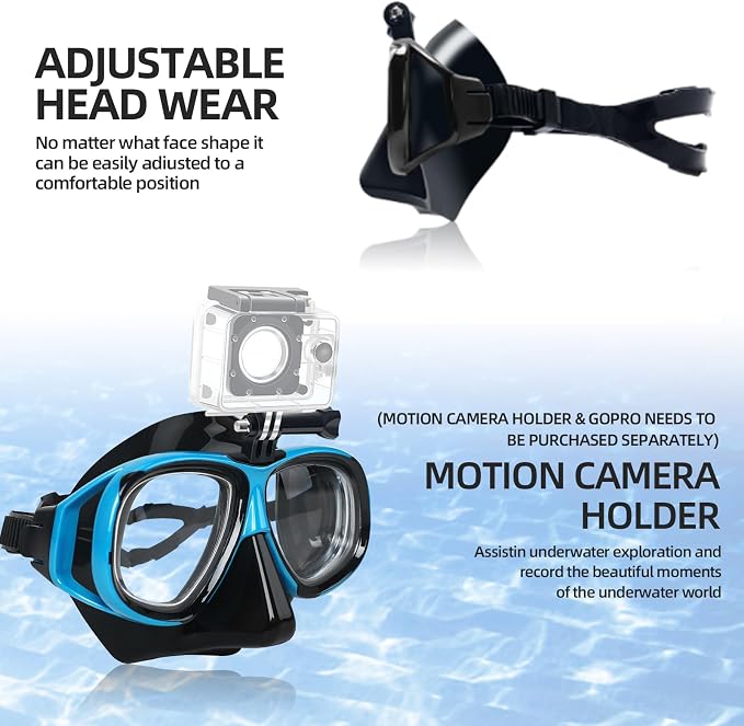Nearsighted Snorkeling Gear for Adults Youth, Professional Full Dry Top Silicone Snorkel Set, Anti-Fog Scuba Diving Mask with Adjustable Strap