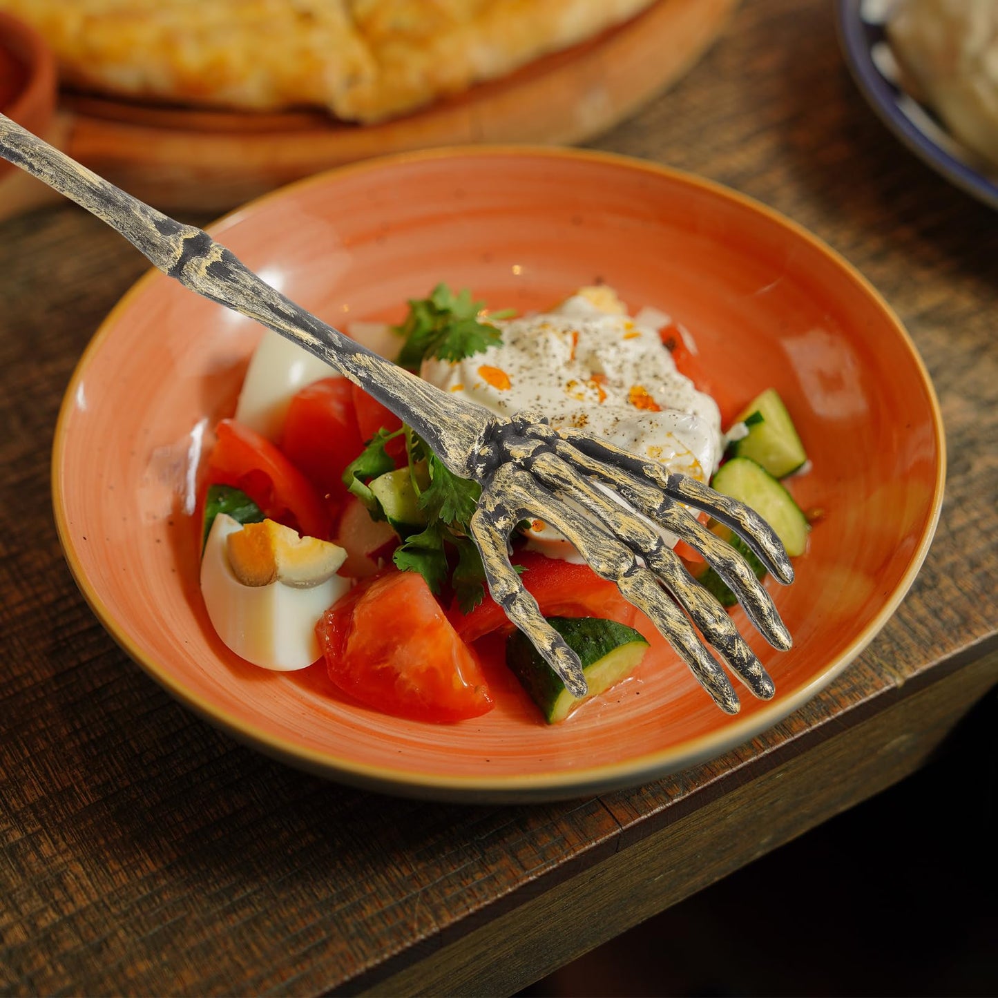 EXCEART Skeleton Arm Staff Halloween Salad Spoon Unique Skeleton Serving Utensil for Kitchen and Party Use 12.58 Inch Plastic Hand Flatware