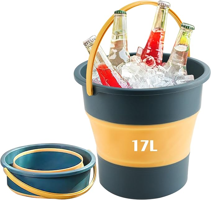 Collapsible Bucket 4.5 Gallon/17L Large Plastic Household Cleaning Mop Buckets Foldable Water Bucket for Car Wash Fishing Camping Beach (Blue-Large)