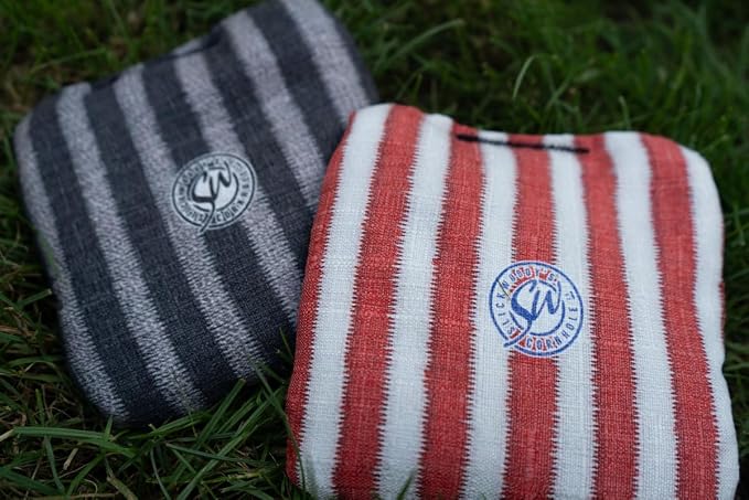 Slick Woody's Official Brand Beer + American Flag Cornhole Bags – Resin-Filled Tournament Performance with Dual Sided Professional Use Fabric- Set of 8