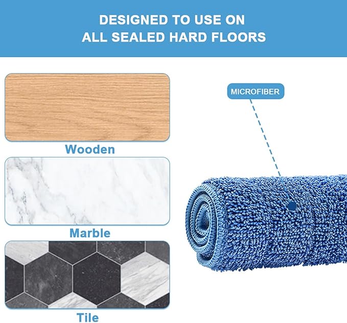 Generic Microfiber Cleaning Pads for Bona Mop- 6 Pack Safe for Hardwood and Hard-Surface Floors, Reusable Microfiber Mop Pads for 18 Inch Mop, Super-Absorbent