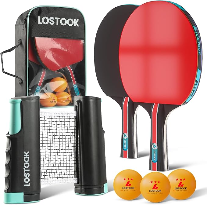Professional Ping Pong Paddles Set of 2/4 with Table Tennis Rackets and 3 Star Balls, Portable Ping Pong Table Net with Clamps for Any Table, Home/Outdoor Games