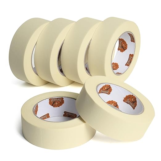 General Purpose Masking Tape 1.41 Inches x 60 Yards, Beige White Painters Tape for Painting, Labeling, DIY Arts Crafts, Home Office School Projects, 6 Rolls