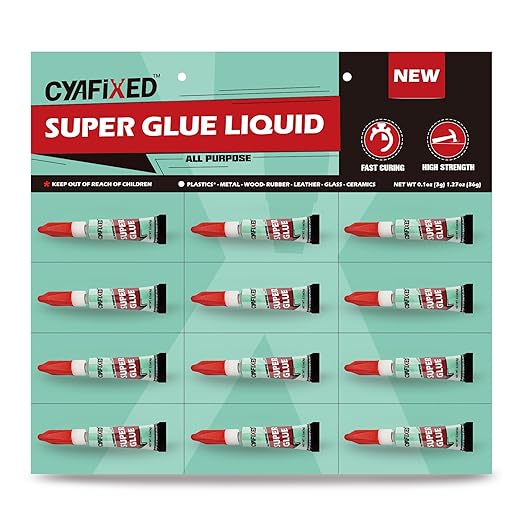 Super Glue Liquid, Instant Adhesive, Multipack Cyanoacrylate Strong Clear Glue for Shoe Sole Repair Ceramic Plastic Metal Wood Pottery Leather Aquarium Glass Rubber, Strong Bonding