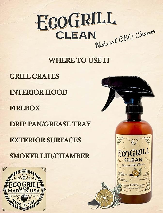 – All-Natural & Eco-Friendly, Non-Toxic & Fume-Free Heavy-Duty BBQ Grill Cleaner & Degreaser | Biodegradable | Fresh Citrus Scent | Safe for Grills, Smokers, Flat Tops & More